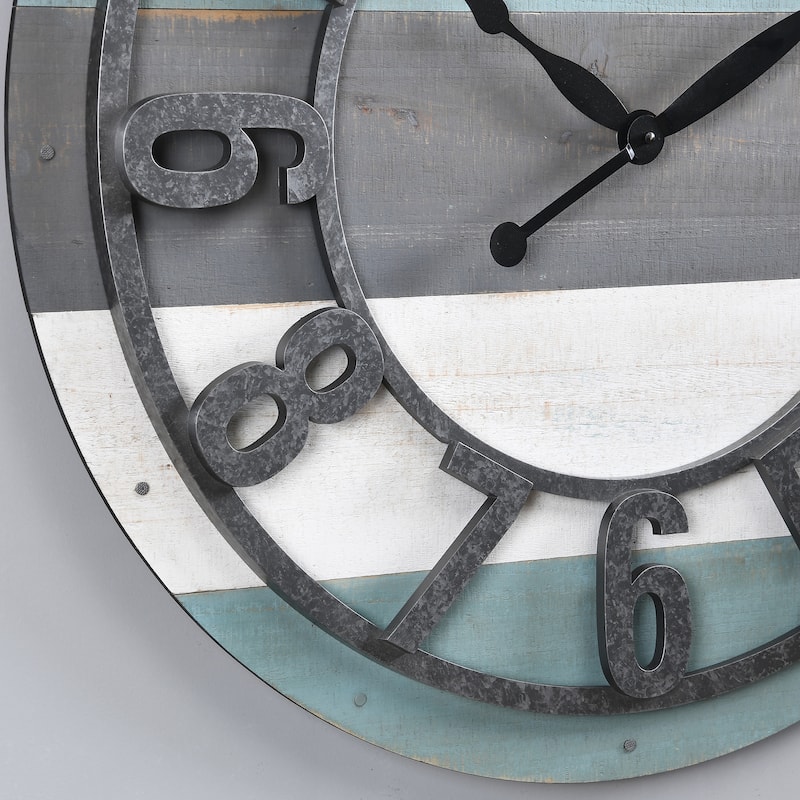 FirsTime & Co. Teal Shabby Farmhouse Planks Clock, American Crafted, Aged teal, Wood, 27 x 1.75 x 27 in