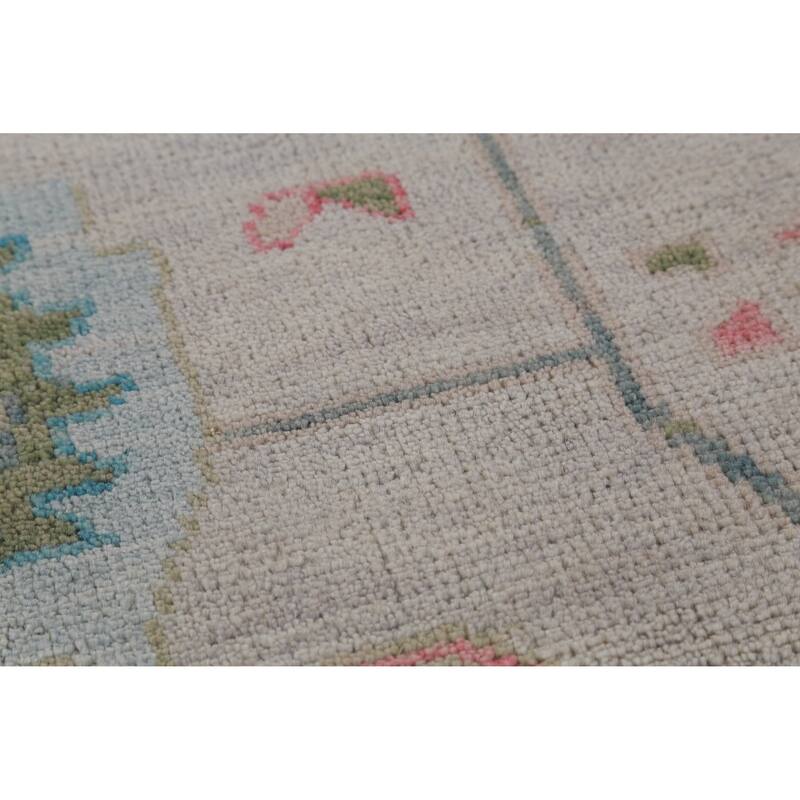 Floral Oushak Indian Area Rug Transitional Handmade Wool Carpet - 8'11" x 12'2"