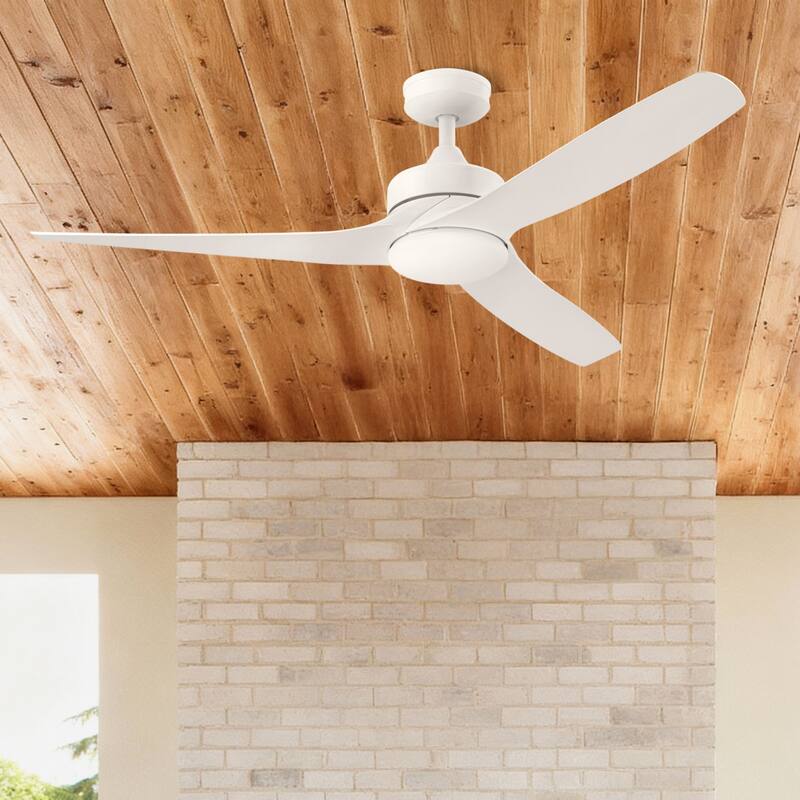 52" Honeywell Lynton White Indoor/Outdoor Damp-Rated Ceiling Fan with LED Light and Remote Control, 6-Speed BLDC Motor