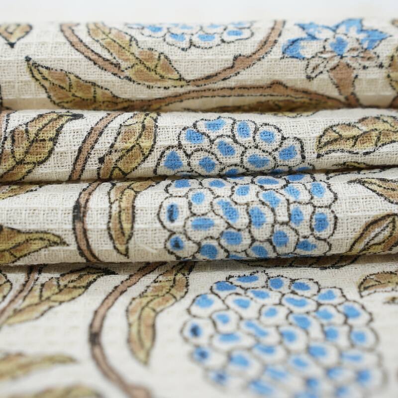 Fabdivine Hand Block Floral Print Waffle Weave Kitchen, Dining Room Use, Gift Hand Towel