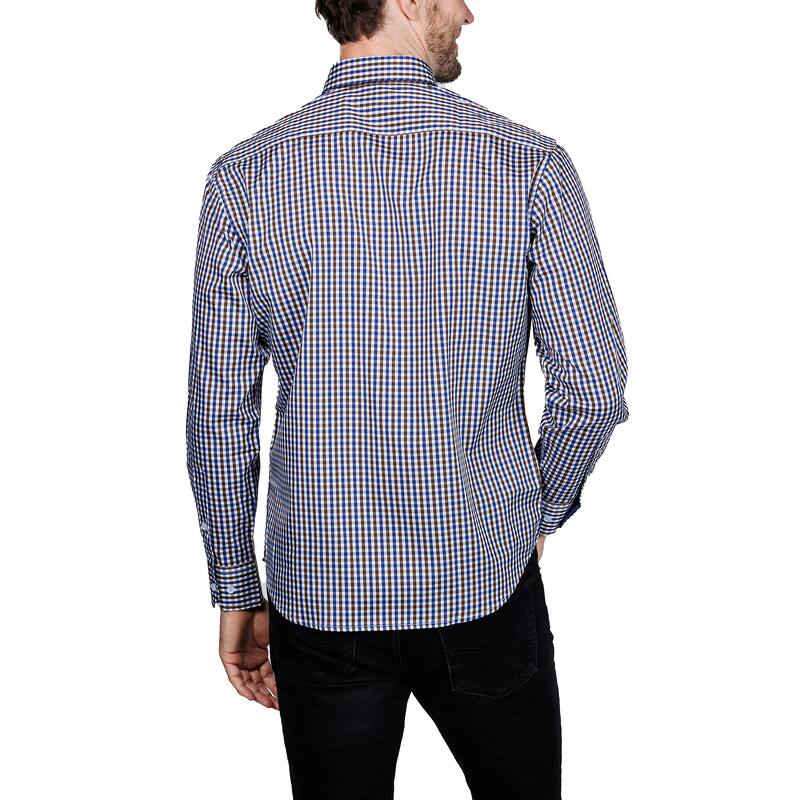 Tailorbyrd Men's Check Print Performance Button-Down Shirt