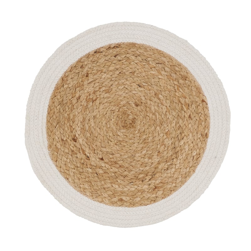 Rustic Jute Braided Placemat (Set of 4) - Set of 4 - White.