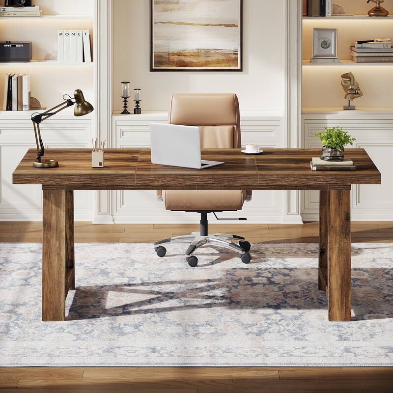 63 Inch Large Home Office Desk Computer Desk with X-Shaped Legs