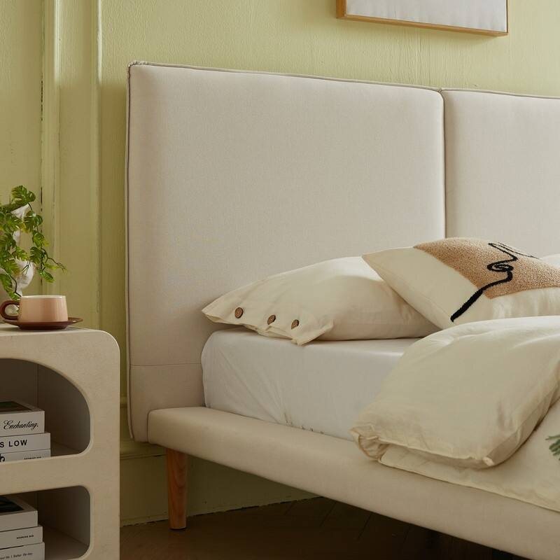 Plywood Frame Linen Upholstered Platform Bed