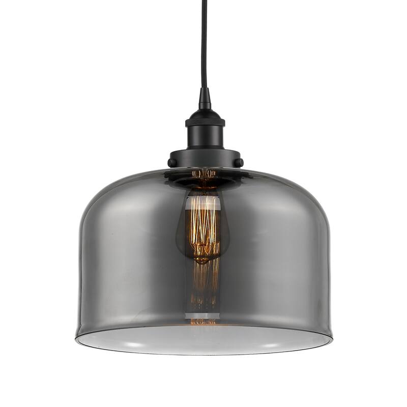 Innovations Lighting 616-1PH-12-12-L Bell Pendant Bell 12" Wide - Matte Black / Plated Smoke