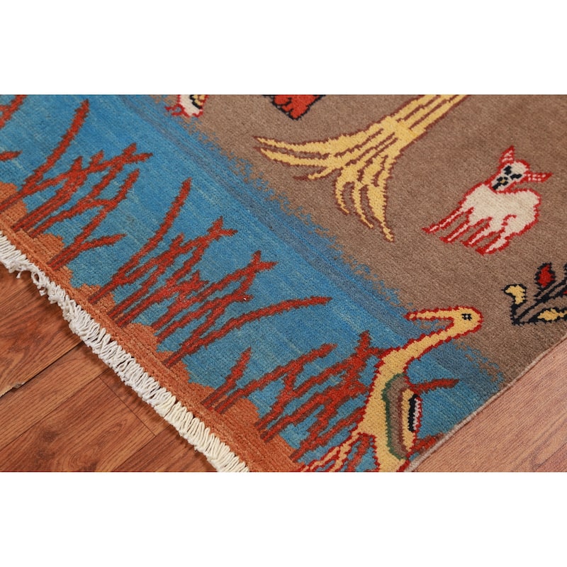 Traditional Brown Kazak Oriental Foyer Rug Hand-Knotted Wool Carpet - 2'0"x 3'0"