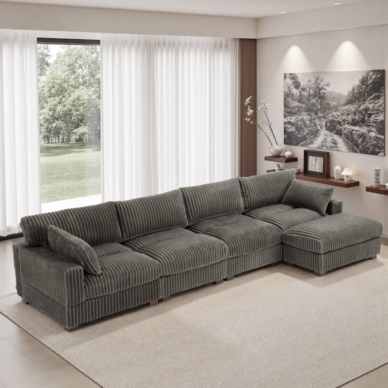 Oversized Plush Modular Sectional Sofa Couch with Ottoman