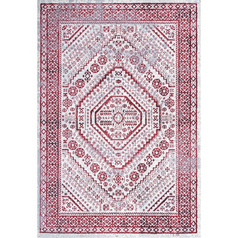 JONATHAN Y Dhiya Cottage Medallion Area Rug - 3 X 5 - Red/Ivory