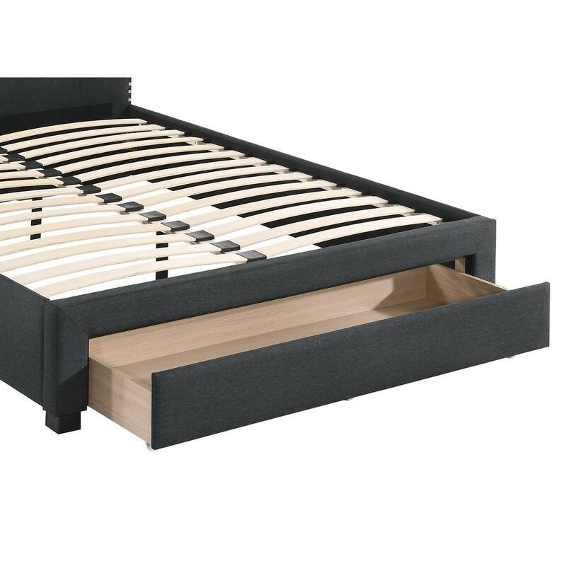 Twin Size Fabric Storage Bed with Button-Tufted Headboard and Underbed Drawer