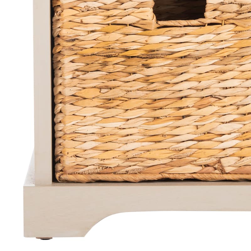 SAFAVIEH Freddy Vintage Grey Wicker Storage Bench - 33.5" W x 16.1" D x 19.9" H