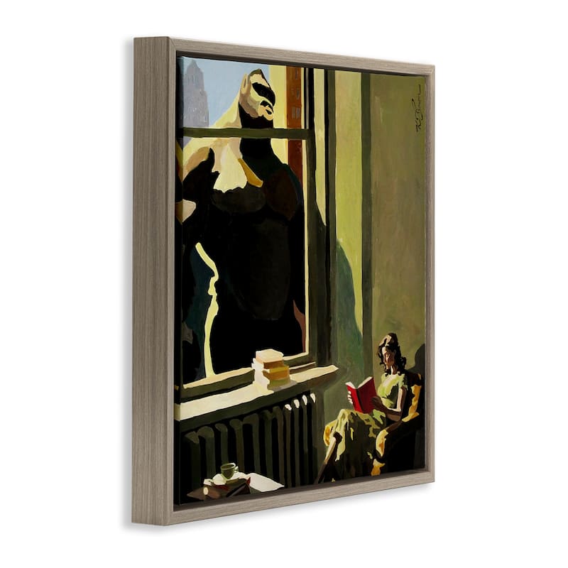 Stupell Gorilla in Window Scene Framed Floater Canvas Wall Art Design By Keith Thomson