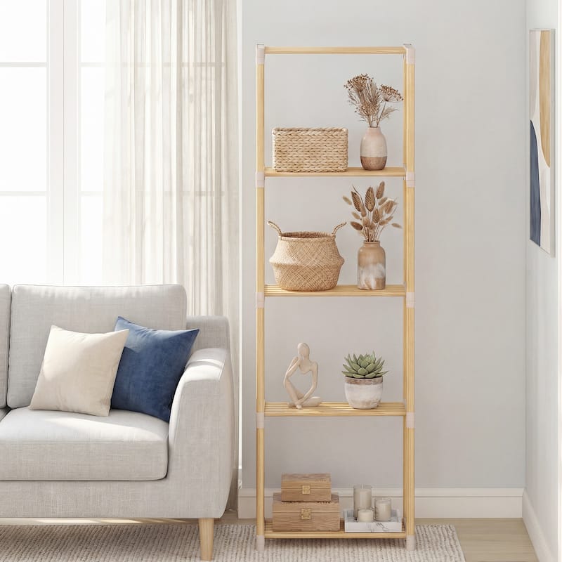 Gymax 2PCS 5-Tier Bookshelf w/Open Shelves Freestanding Storage