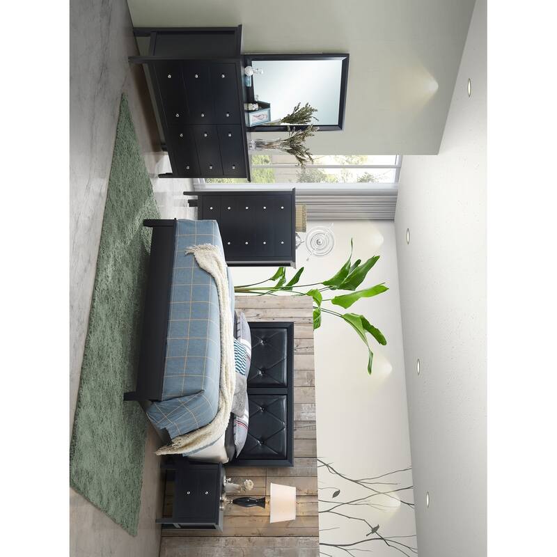 Tufted Upholstered Queen Panel Bed - 85" - Black