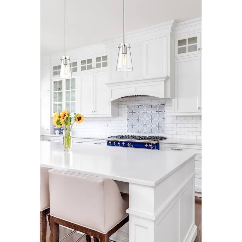 Kira by Z-Lite 1 Light Pendant in Brushed Nickel with Clear Glass Shade