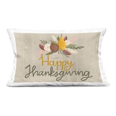 Stupell Happy Thanksgiving Rustic Harvest Decorative Printed Throw Pillow Design by Mandy Ford Art + Illustration