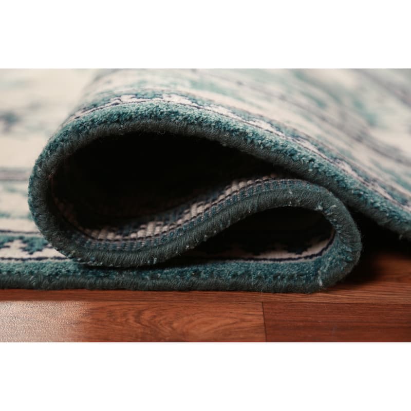 Art Deco Oriental Square Rug Handmade Wool Carpet - 8'1" x 7'11"