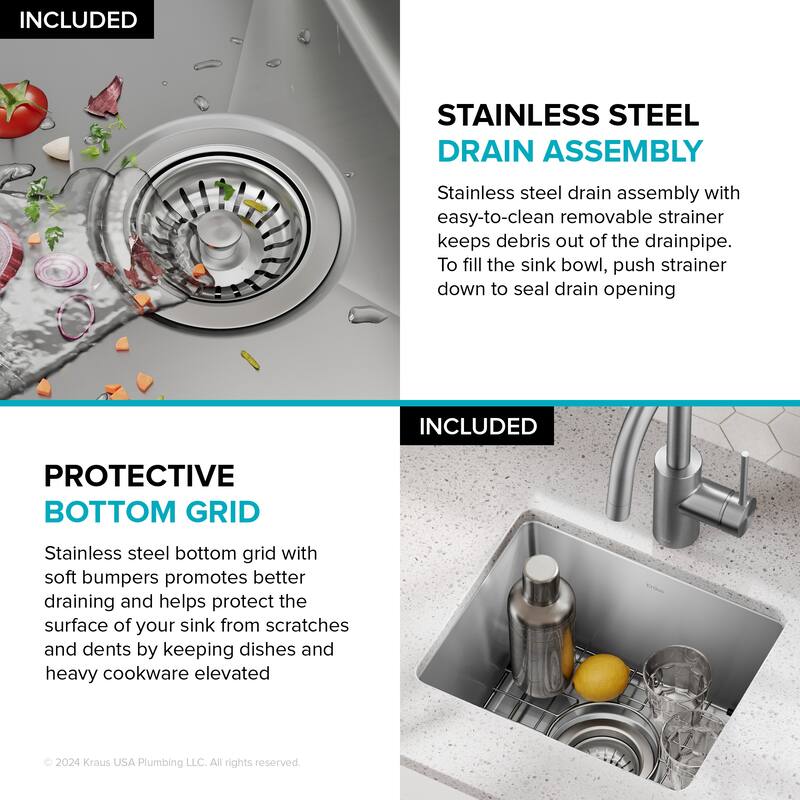 KRAUS Fairlane Undermount 18 Gauge Stainless Steel Kitchen Sink