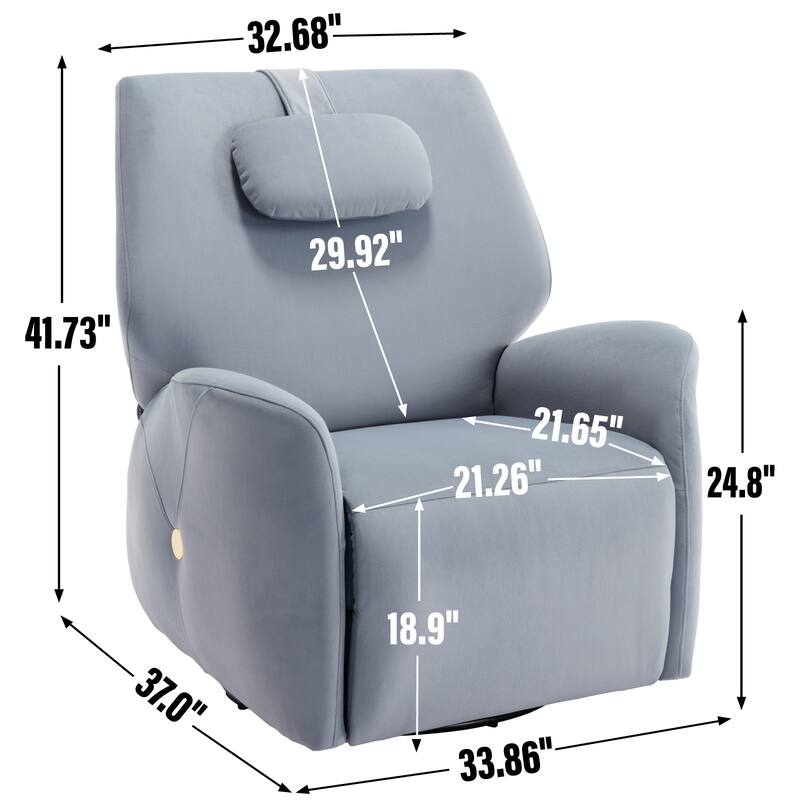Electric Power Glider Recliner with 270° Swivel, Rocking Motion, Ergonomic Lumbar & Neck Support, Dual USB/Type-C Ports