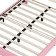 preview thumbnail 17 of 34, Cute Girl Princess Bed with Crown Headboard, PU Upholstered Platform Bed, Wood Panel Bed Low Profile Bed