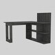 preview thumbnail 3 of 1, 51.7" Wide L-Shaped Desk with Right Return, Open Shelves, and Modern Hutch for Office or Study Use Dark Grey