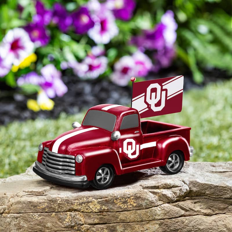 NCAA Rally Truck Garden Statue with Team Flag - University of Oklahoma