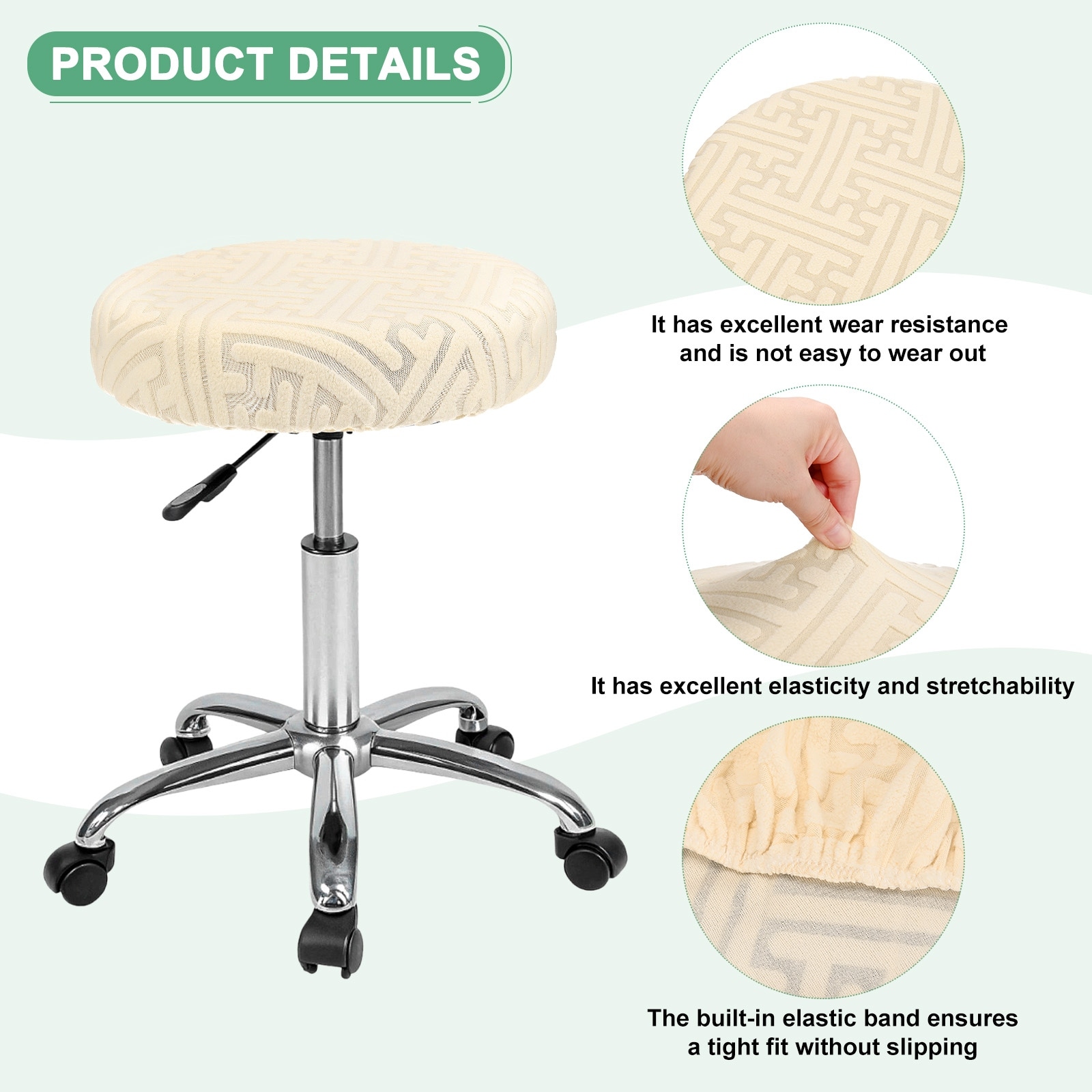 Bar Stool Covers Round, for 12-14 Inch Polyester Strip Pattern Seat Covers with Elastic Bands for Bar Stool/Cushion