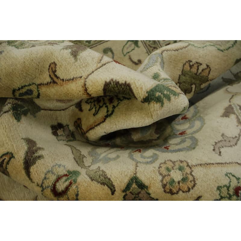 Hand Knotted Oriental 100% Wool Carpet Traditional All-Over Beige & Ivories Ziegler Area Rug - 8' 11'' X 6' 1''