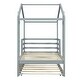 preview thumbnail 12 of 13, Twin Size Wood House Bed Frame with Trundle, Fence and Writing Board, Gray