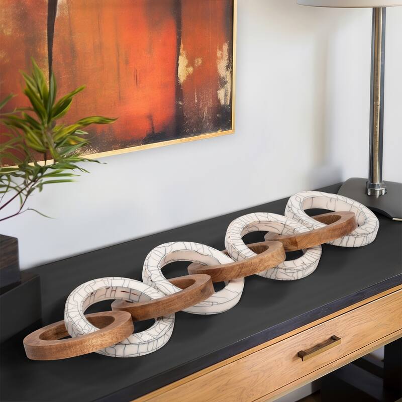 Sagebrook Home 33" Addy Wood And Resin Link Chain, 3"H - 33" x 6" x 3" - Multi - 33" x 6" x 3"