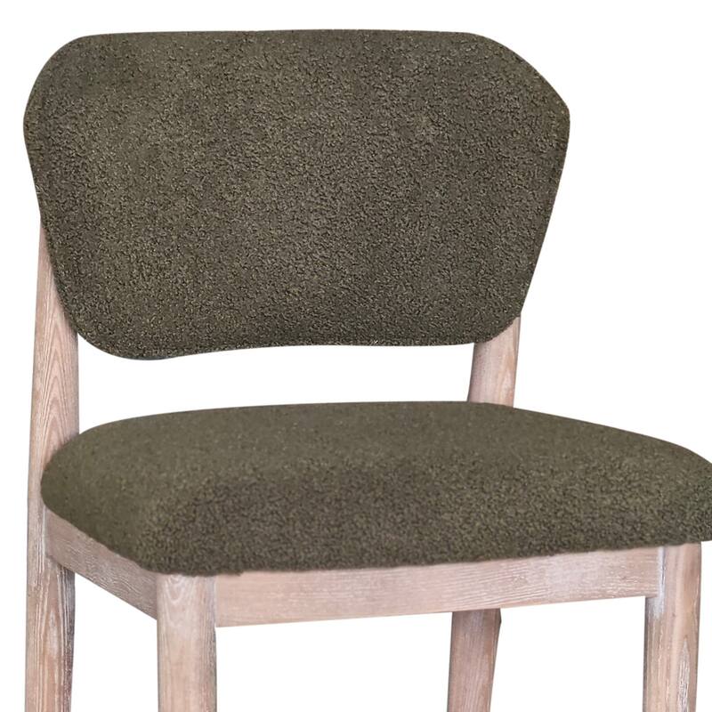 Fela Counter Stool Chair, Moss Green Seat and Back, Natural Brown Wood