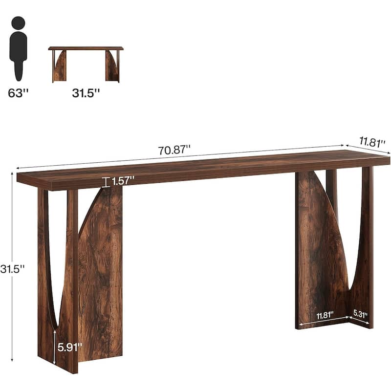 70.9 Inches Extra Long Narrow Console Table for Entryway, Walnut