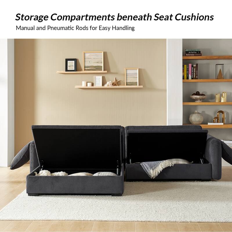 Cesare Modern 2-Piece Reversible Cushions Sectional with Storage by HULALA HOME