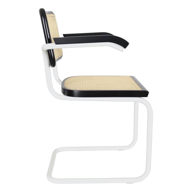 Breuer Chair Company Marcel Breuer Cesca Cane Cantilever Armchair Arm Chair w/ White Steel Frame (Various Wood & Cane Colors)