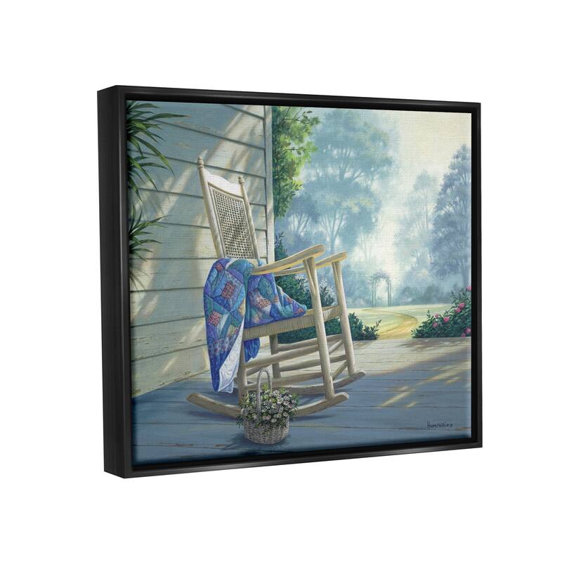 Stupell Rocking Chair on Porch Framed Floater Canvas Wall Art Design by Michael Humphries