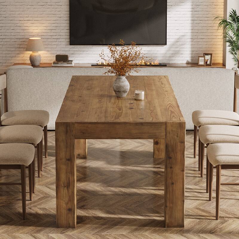 Solid Wood 63" Rectangular Dining Table for 4-6 - 31.5" D x 63" W x 29.92" H
