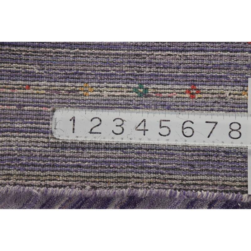 Hand Knotted Oriental 100% Wool Carpet Tribal Stripe Purples Gabbeh Area Rug - 8' 3'' X 5' 2''