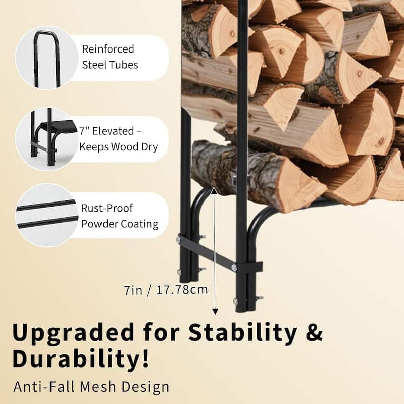 Firewood Rack Storage Cover Set for Patio Outdoor Use Backyard
