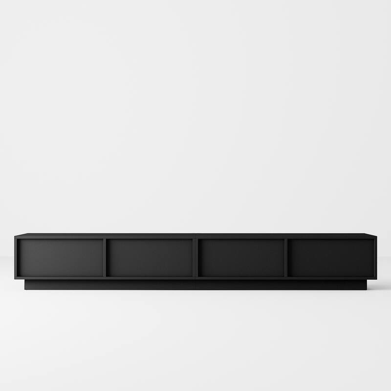 Modern Black TV Stand for 85 Inch TV, Floating Entertainment Center with Drop Down Doors Media Console