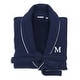 preview thumbnail 5 of 27, Authentic Hotel and Spa Navy Blue Unisex Turkish Cotton Waffle Weave Terry Bath Robe with White Block Monogram L/XL - M