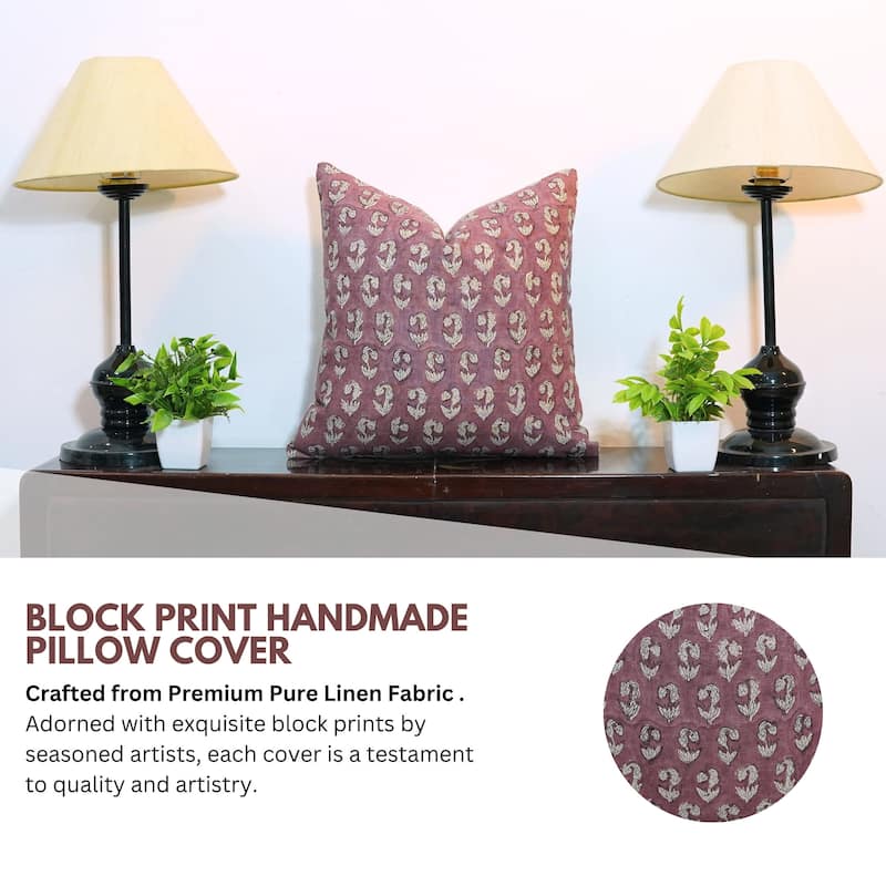 Linen Farmhouse Block print pillow Cover - Superstar