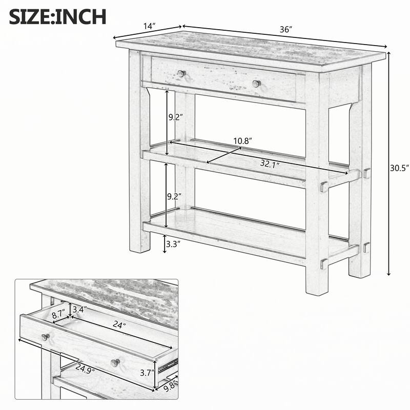 Entryway Table with Storage(Gray Wash)