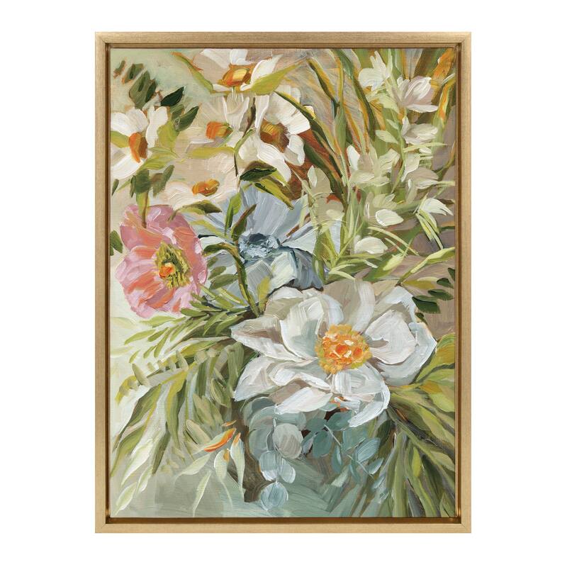 Kate and Laurel Sylvie Flower Garden Framed Canvas by Annie Quigley