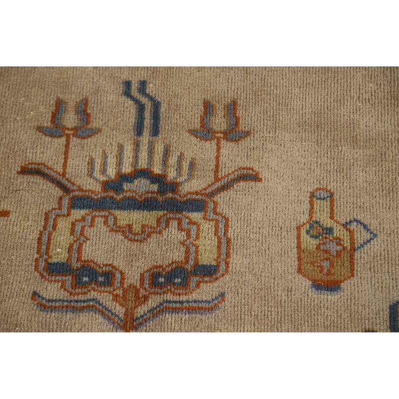 Hand Knotted Oriental 100% Wool Carpet Traditional Medallion Brown Art Deco Area Rug - 11' 1'' X 8' 7''