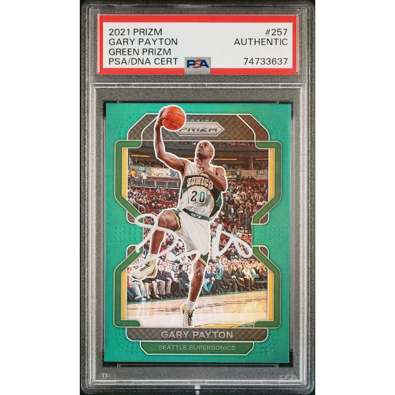 Gary Payton 2021 Panini Green Prizm Signed Basketball Card #257 Auto PSA - 8'6" x 11'6"