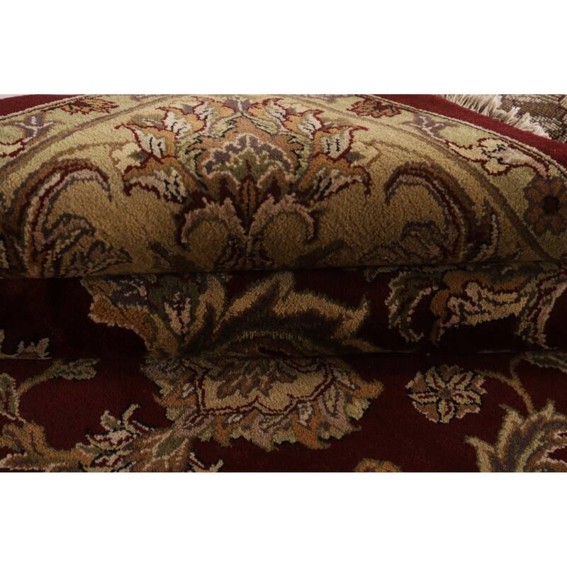 Red Floral Agra Indian Area Rug Hand-Knotted Wool Carpet - 8'3"x 10'1"