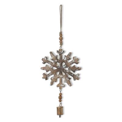 Woodland Snowflake Hanging Decor - Natural Wood Tree Ornaments for Holiday and Christmas - 19" H x 7.5" L x 1" W