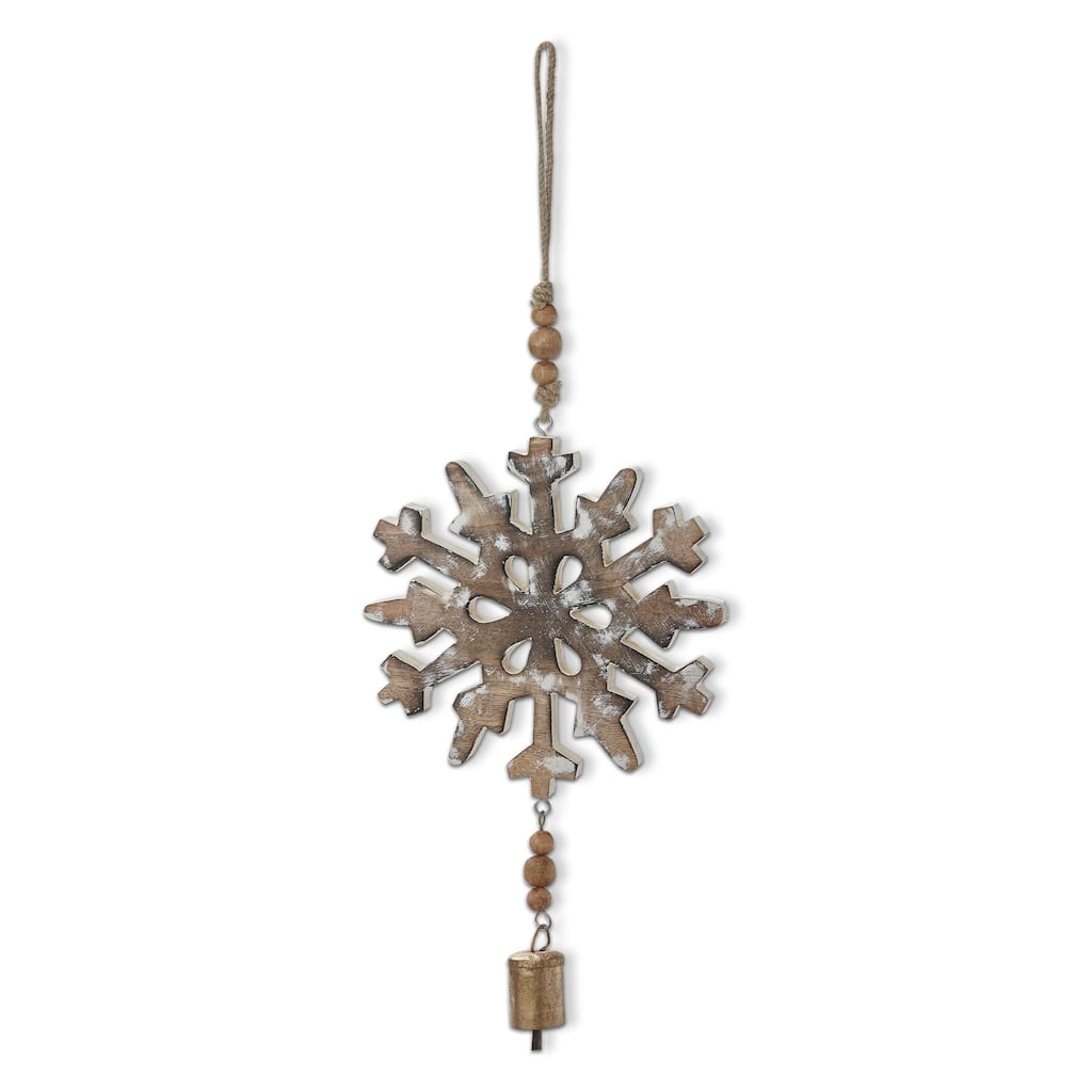 Woodland Snowflake Hanging Decor - Natural Wood Tree Ornaments for Holiday and Christmas - 19" H x 7.5" L x 1" W