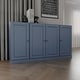 preview thumbnail 13 of 70, 100% Solid Wood 65" Sideboard with Clear, Frosted Glass or Solid Wood Doors by Palace Imports Antique Blue - Solid