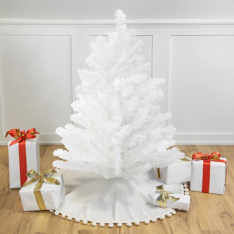 Medium Snow White Pine Artificial Christmas Tree - 3' - Unlit - 3 Foot