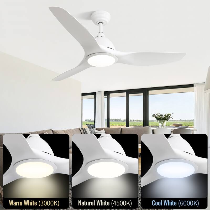 52" High CFM Modern Ceiling Fan with Remote Control and Reversible Blades With Light